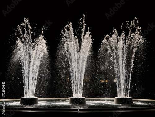 a group of water fountains in a row