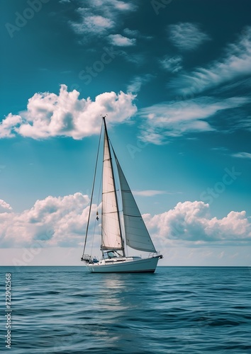 Sailing Dreams A White Sailboat in the Ocean of Clouds
