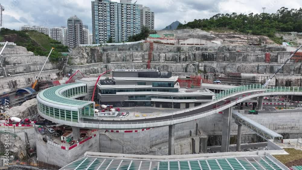 Drone Aerial Skyview in Tseung Kwan O Lam Tin Tunnel Interchange ...
