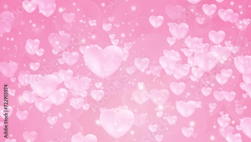 Valentines day animated background with flying pink hearts.