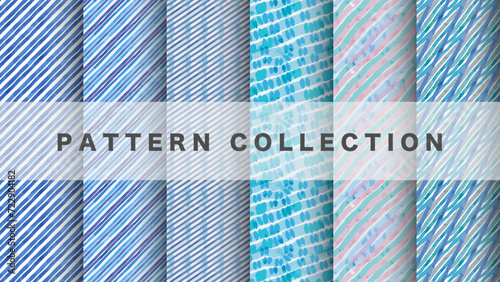 Pattern vector illustration of blue diagonal stripes in watercolor style