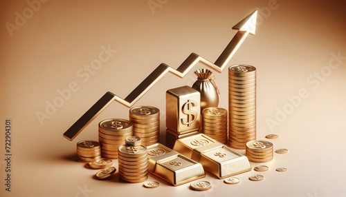 Golden Symbols Depicting Wealth and Financial Growth photo
