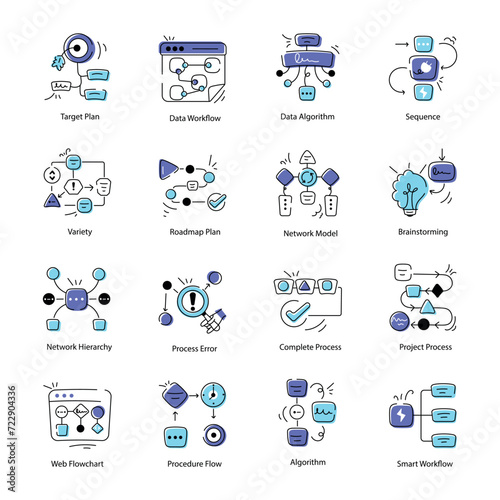 Handy Set of Creative Workflow Doodle Icons