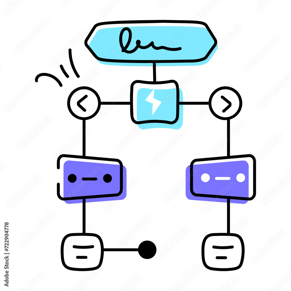 Trendy doodle icon of a flowchart Trendy doodle icon of a flowchart