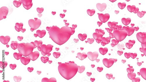Valentines day animated background with flying pink hearts.