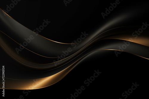 Black background with soft texture decorated with Shiny golden lines. black gold luxury background 