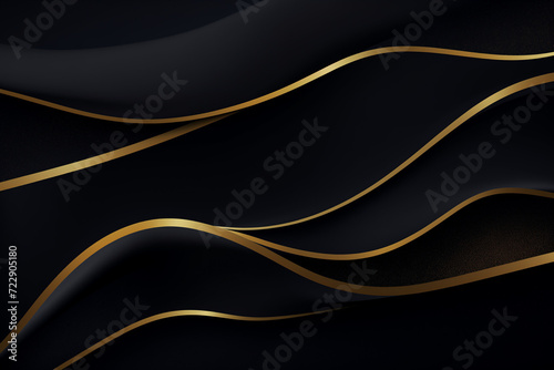 Black background with soft texture decorated with Shiny golden lines. black gold luxury background	