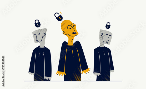 Matrix mind control and totalitarian society and state and one person has freed from control, psychological and social cultural matrix and liberation and nonconformist.
