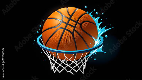 Scoring the winning points at a basketball game. With black copy space. Generated with AI
