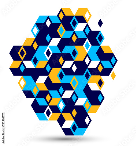 Abstract vector wallpaper with 3D isometric cubes blocks, geometric construction with blocks shapes and forms, cubic polygonal low poly theme.