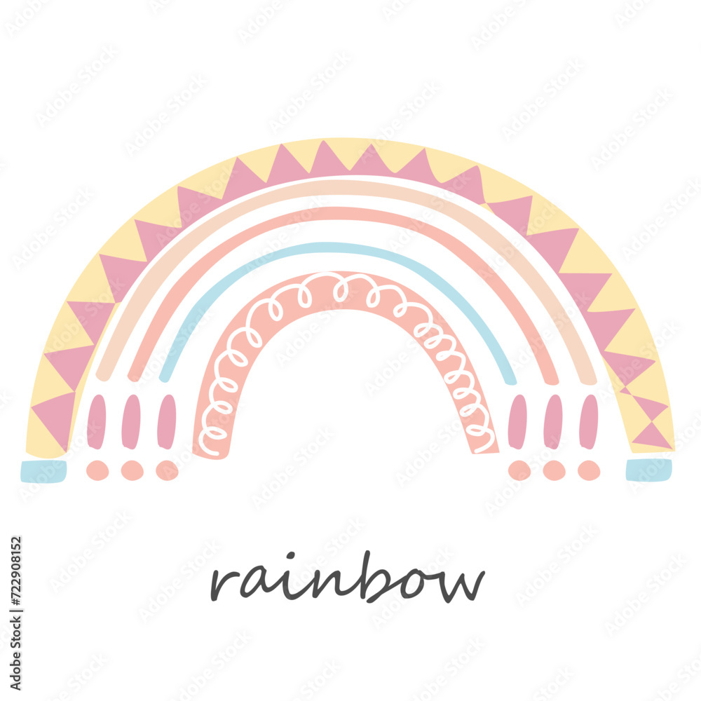 Fototapeta premium Rainbow. Cute hand drawn nursery poster. Childish vector illustration.