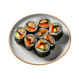 Kimbab is served on a plate with a transparent background