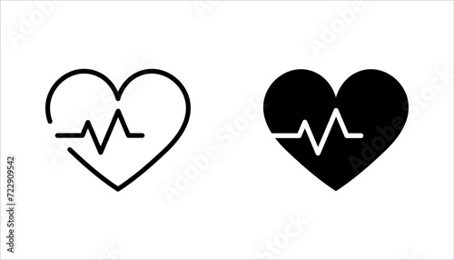Heart beat icon set. Heartbeat, Heart and cardiorgam. heart beat pulse flat icon for medical apps and websites. vector illustration on white background