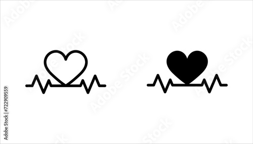 Heart beat icon set. Heartbeat, Heart and cardiorgam. heart beat pulse flat icon for medical apps and websites. vector illustration on white background