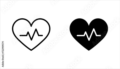 Heart beat icon set. Heartbeat, Heart and cardiorgam. heart beat pulse flat icon for medical apps and websites. vector illustration on white background