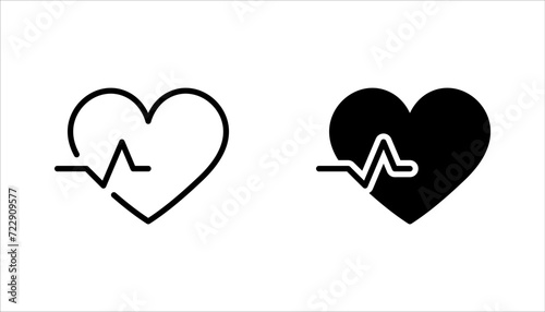 Heart beat icon set. Heartbeat, Heart and cardiorgam. heart beat pulse flat icon for medical apps and websites. vector illustration on white background