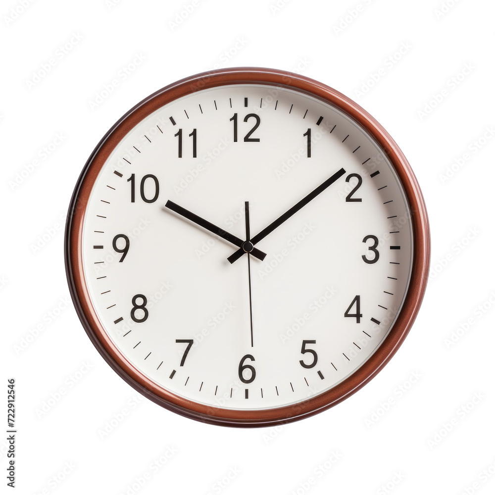 Round wall clock, isolated on white background Round wall clock, isolated on white background