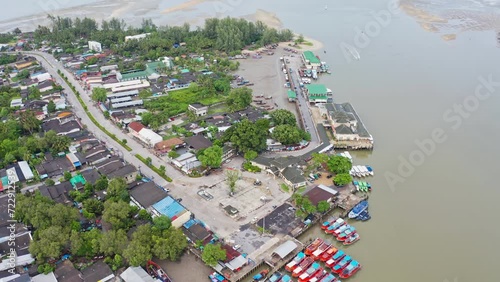Aerial view of tourist pier at Pakbara, Satun, Thailand. photo