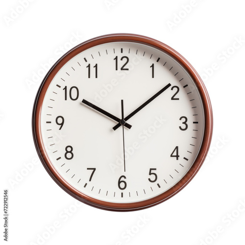 Round wall clock, isolated on white background