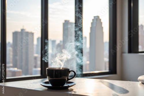 photo of a cup of coffee in front of the window 13