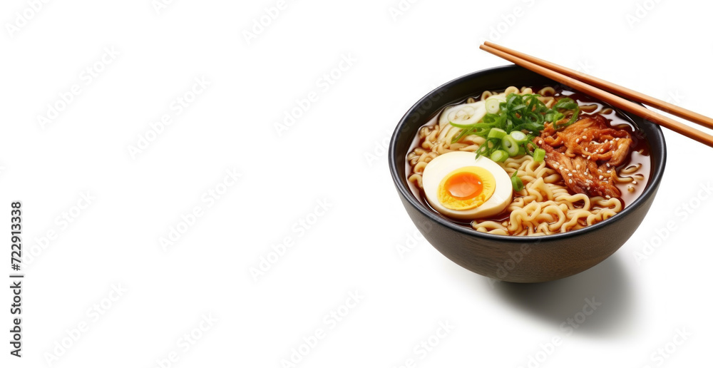 shoyu ramen on white background with copy space banner shoyu ramen on white background with copy space banner