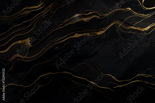 black background with texture decorated with Shiny marble lines. black marble luxury background