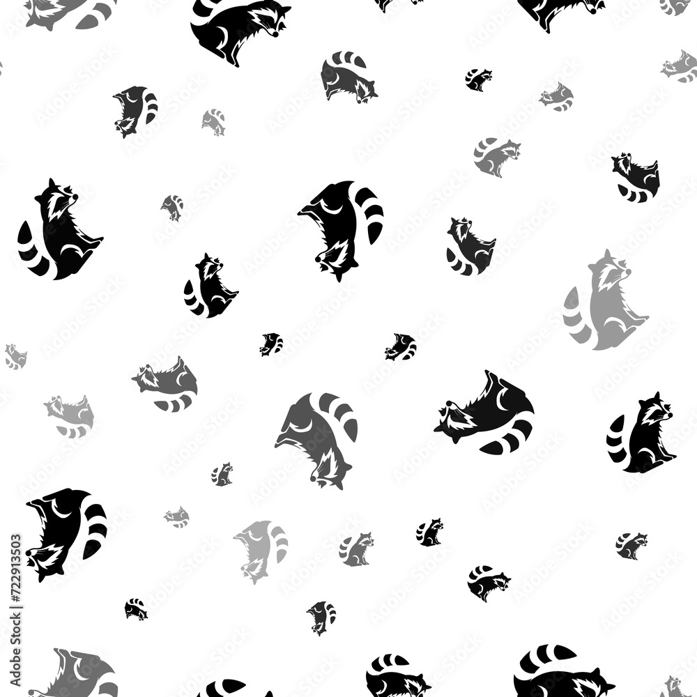Seamless vector pattern with raccoon symbols, creating a creative monochrome background with rotated elements. Illustration on transparent background Seamless vector pattern with raccoon symbols, creating a creative monochrome background with rotated elements. Illustration on transparent background