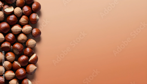 hazelnuts on a wooden background