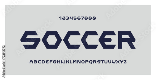 Soccer Font. Retro vector for poster, logo design, or college, football, baseball or basketball team jersey. Geometric bold alphabet. Sports style letters and numbers.
