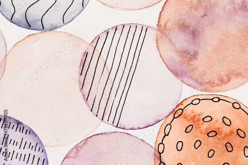 Artwork watercolor background with ink patterns photo