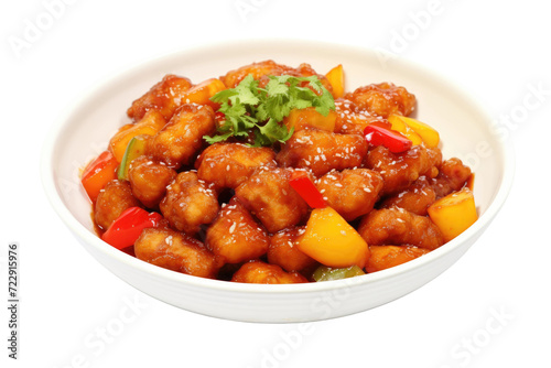 Sweet and Sour Pork Dish Isolated On Transparent Background