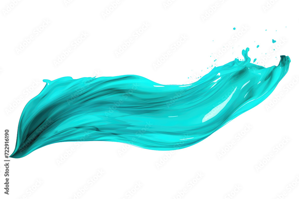 Turquoise Whispers in Paint Isolated On Transparent Background
