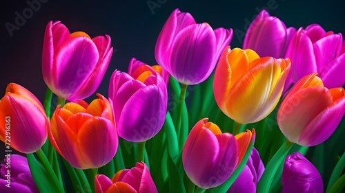 Beautiful tulip flowers on dark background