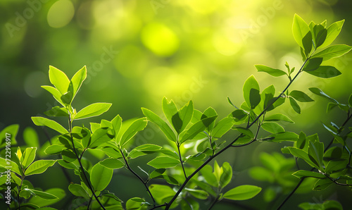 Fresh growth on the natural beauty of green plants, Generative AI
