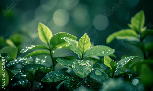 Fresh growth on the natural beauty of green plants, Generative AI
