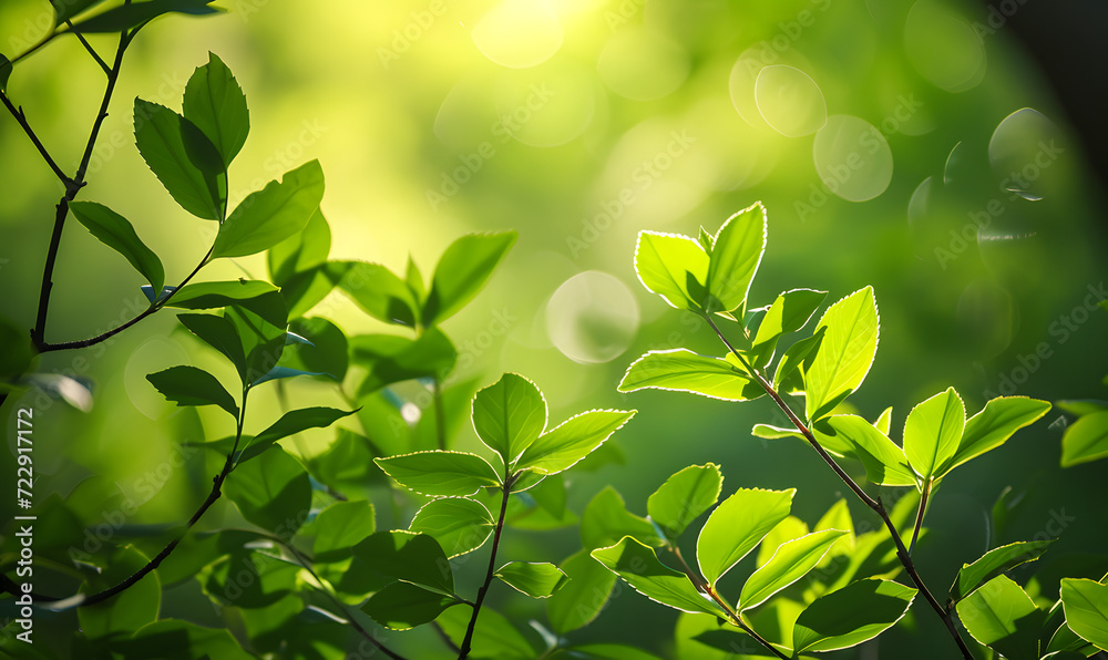 Fresh growth on the natural beauty of green plants, Generative AI