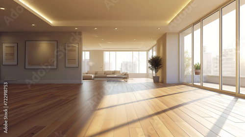 Empty living room with hardwood © Cybonix