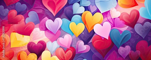 colorful valentines day heart background banner illustration