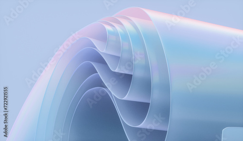 Fototapeta Naklejka Na Ścianę i Meble -  3d rendering of holographic iridescent abstract layered crystal glass background.