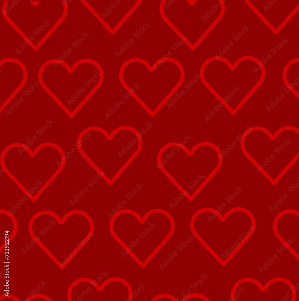 pattern with hearts, Heart Pattern illustration on red colored background love valentine's day 