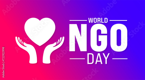 February is World Non governmental Organization Day or world NGO day background template. Holiday concept. background, banner, placard, card, and poster design template with text inscription photo