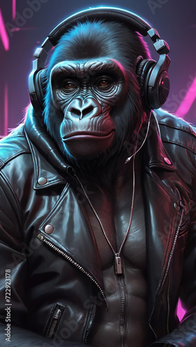 Cyberpunk Gorilla Beats by Alex Petruk AI GENERATED