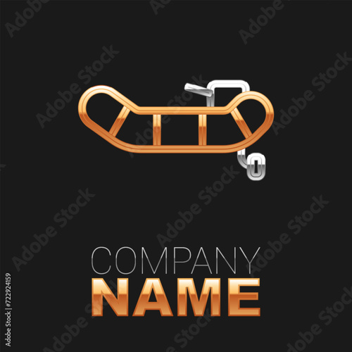 Line Inflatable boat with outboard motor icon isolated on black background. Colorful outline concept. Vector