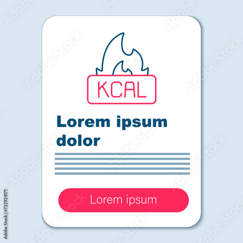 Line Kcal icon isolated on isolated on grey background. Health food. Colorful outline concept. Vector