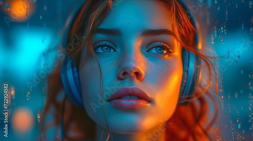Surprised Harmony: Beautiful Woman with Headphones