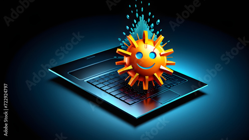 computer system virus icon clipart isolated on a black background. With black copy space. cyber crime and cyber security. ransomwar, cyber security, crypto locke. Online danger. Virus scanner. Malw photo
