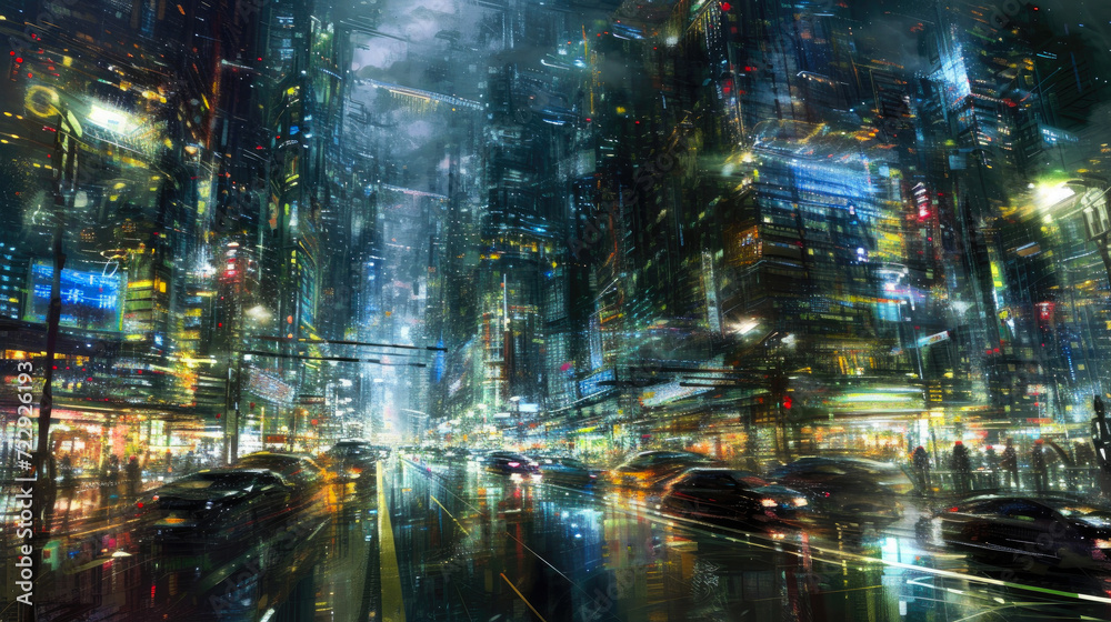 custom made wallpaper toronto digitalCity Lights Symphony: Illuminated Urban Charm