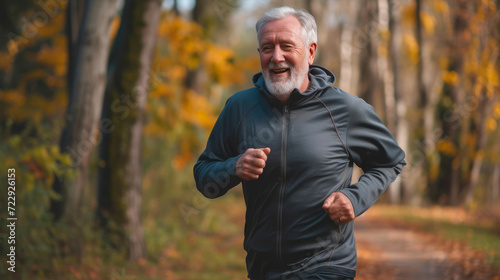 Vitality in Motion: Senior Man Enjoying a Healthful Jog