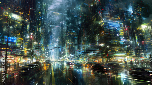 Wallpaper Mural City Lights Symphony: Illuminated Urban Charm Torontodigital.ca