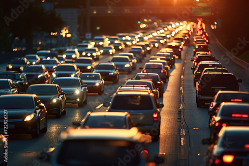 Cars stuck in traffic jam on a highway © Alina
